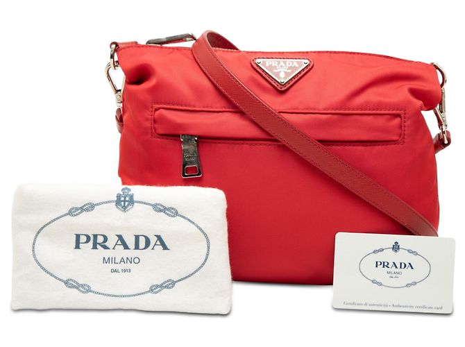 Borsa a tracolla Prada in Tessuto rossa con zip Rosso - vista 7