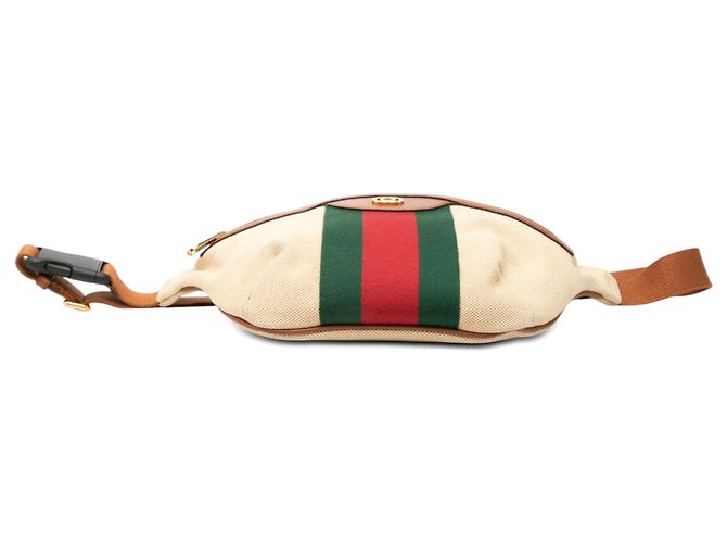 Gucci Gürteltasche aus beigem Canvas mit Web-Streifen - Ansicht 3