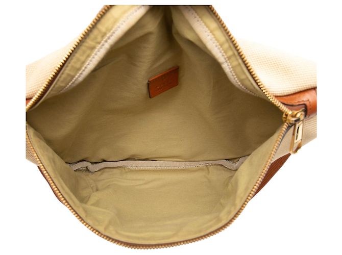 Gucci Gürteltasche aus beigem Canvas mit Web-Streifen - Ansicht 4