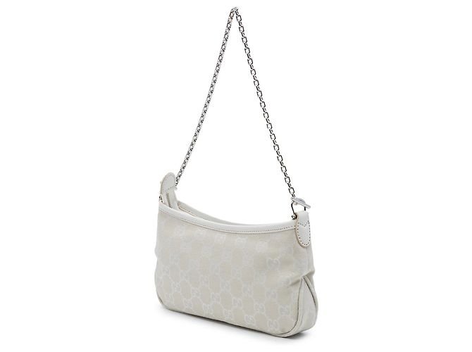 Borsa Satchel Gucci Gossip Small in canvas GG bianco Crudo - vista 2