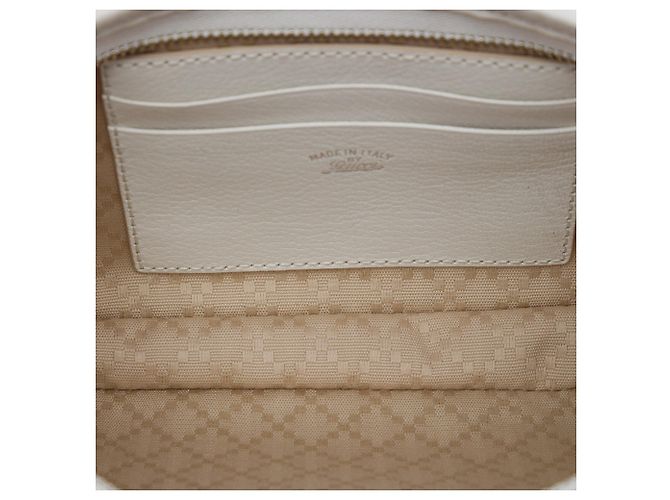 Borsa Satchel Gucci Gossip Small in canvas GG bianco Crudo - vista 4
