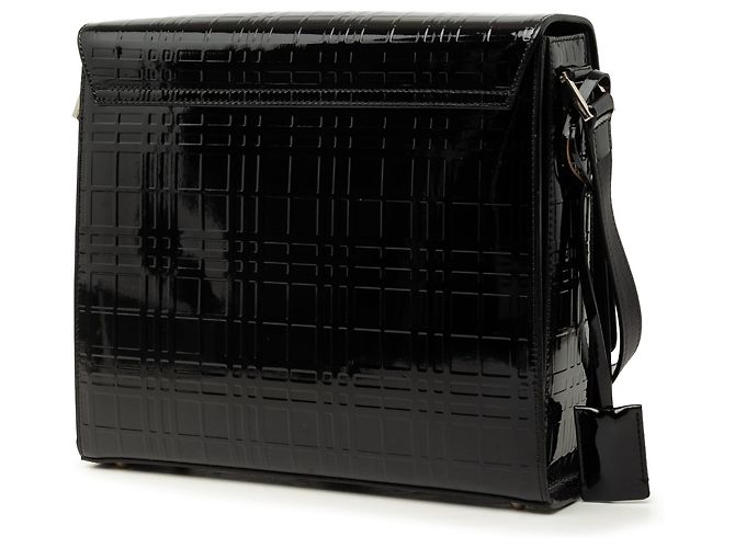 Borsa crossbody Burberry in vernice embossed House Check nera Nero - vista 2