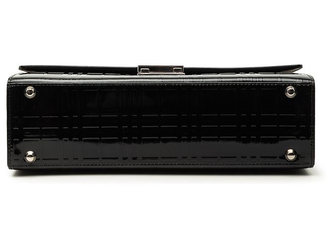 Borsa crossbody Burberry in vernice embossed House Check nera Nero - vista 3