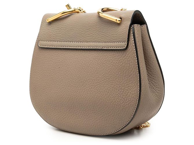 Chloé Mini Borsa a Tracolla Drew in Pelle di Agnello Grana Marrone Taupe - vista 2