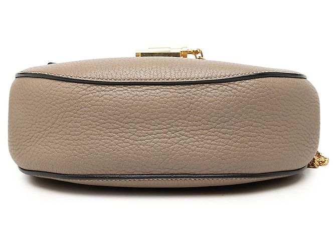 Chloé Mini Borsa a Tracolla Drew in Pelle di Agnello Grana Marrone Taupe - vista 3