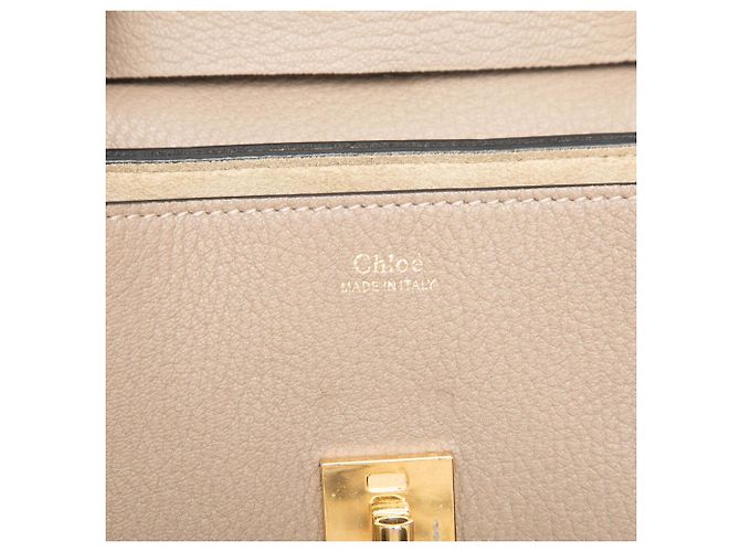 Chloé Mini Borsa a Tracolla Drew in Pelle di Agnello Grana Marrone Taupe - vista 5
