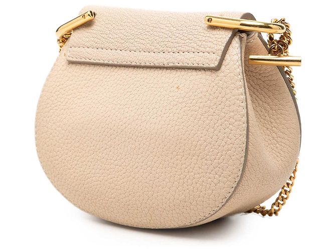 Chloé Borsa a tracolla Drew Nano in pelle di vitello grana marrone Beige - vista 2