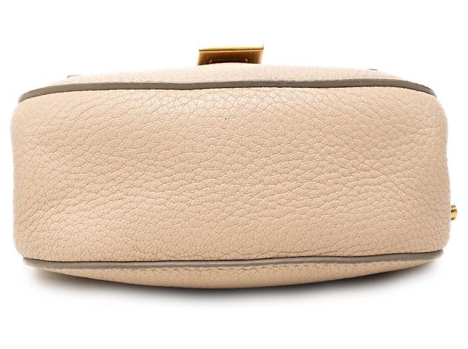 Chloé Borsa a tracolla Drew Nano in pelle di vitello grana marrone Beige - vista 3