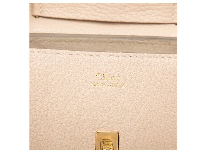 Chloé Borsa a tracolla Drew Nano in pelle di vitello grana marrone Beige - vista 5