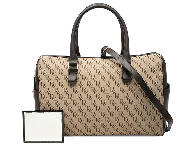 Borsa Satchel Bottega Veneta Beige BV Monogram Canvas - vista 7
