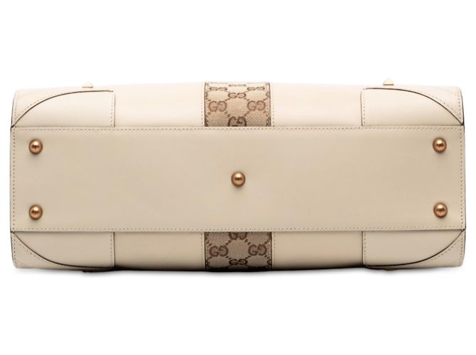 Tote Gucci in vitello bianco e tela GG Nailhead Crudo - vista 3