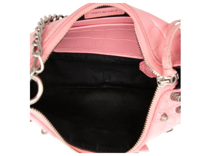Balenciaga Mini Le Cagole Motocross in pelle goffrata rosa - vista 4