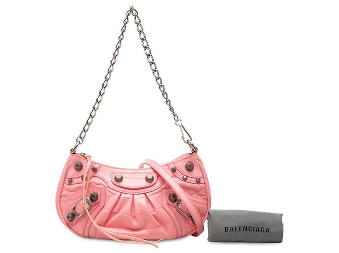 Balenciaga Mini Le Cagole Motocross in pelle goffrata rosa - vista 7