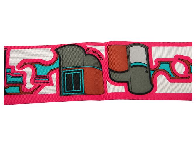 Lenço Twilly de seda Hermès Pink Les Coupes Rosa - vista 4