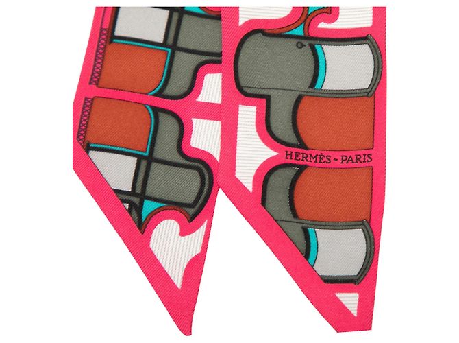 Lenço Twilly de seda Hermès Pink Les Coupes Rosa - vista 5
