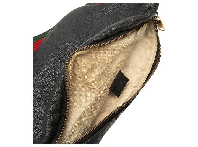 Borsa cintura Gucci in pelle nera con logo Web Nero - vista 6