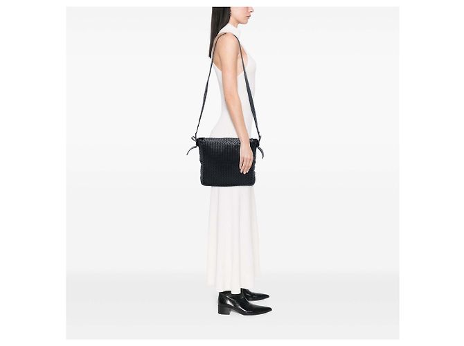Bottega Veneta Black Nappa Intrecciato Messenger Bag - view 6