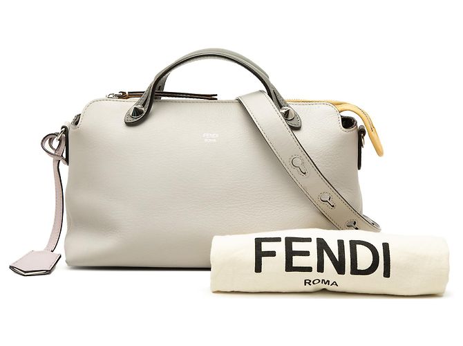 Fendi By The Way Satchel Tasche aus tricolor Leder grau Größe Medium - Ansicht 7
