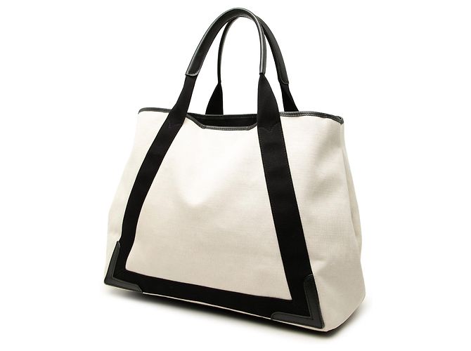 Balenciaga Cabas Tote M em lona branca e azul marinho Branco - vista 2