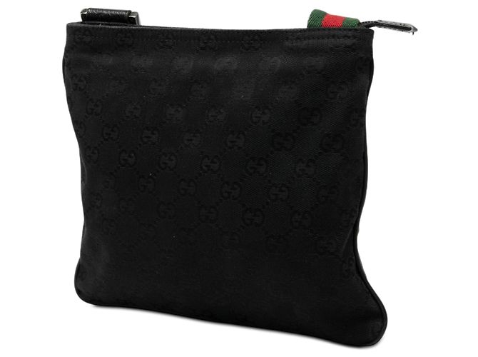 Borsa a tracolla Gucci in tela GG nera con fascia Web Nero - vista 2