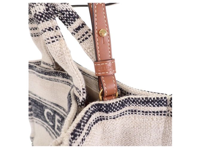 Céline Celine Beige Small Canvas Cabas Thais Satchel - vue 10