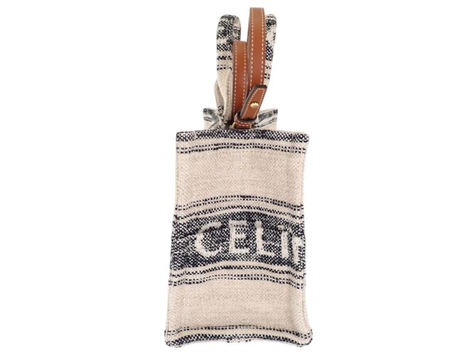 Céline Celine Beige Small Canvas Cabas Thais Satchel - vue 11