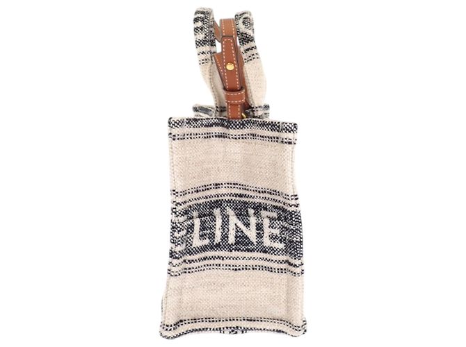 Céline Celine Beige Small Canvas Cabas Thais Satchel - vue 12