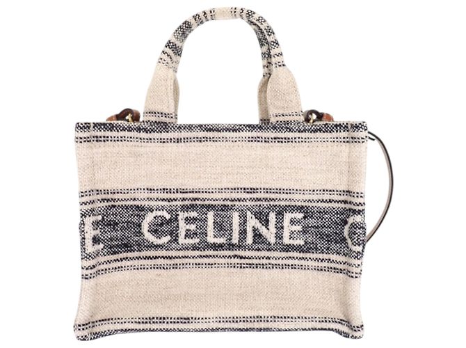 Céline Celine Beige Small Canvas Cabas Thais Satchel - vue 3