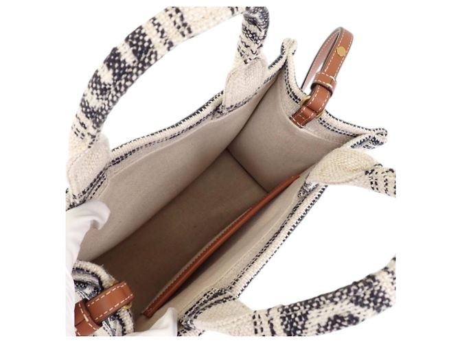 Céline Celine Beige Small Canvas Cabas Thais Satchel - vue 5