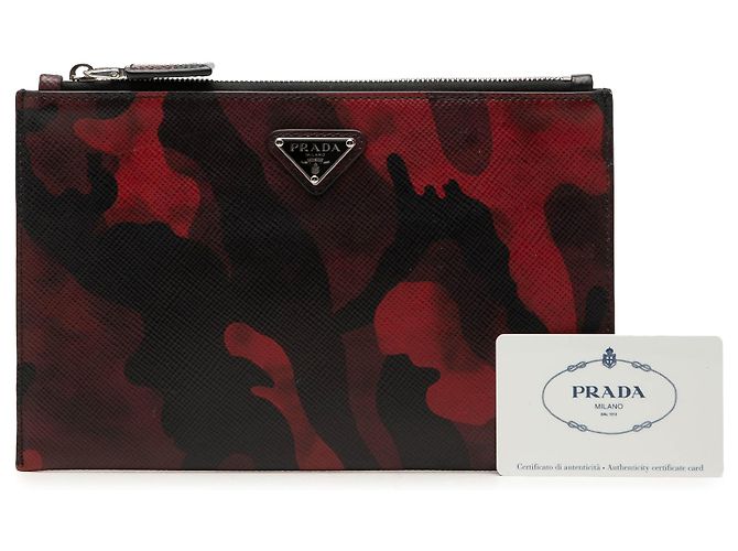 Saffiano Prada Red Tessuto Camouflage Clutch Rot - Ansicht 7