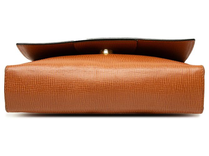 Céline Celine Brown Leather Ring Lock Crossbody Castaño - vista 3