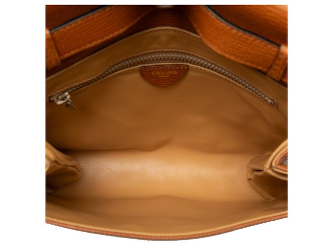 Céline Celine Brown Leather Ring Lock Crossbody Castaño - vista 4