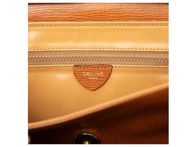 Céline Celine Brown Leather Ring Lock Crossbody Castaño - vista 5