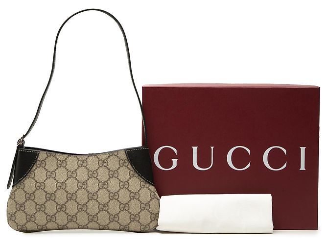 Borsa a tracolla Gucci Small GG Supreme Emblem Beige - vista 7