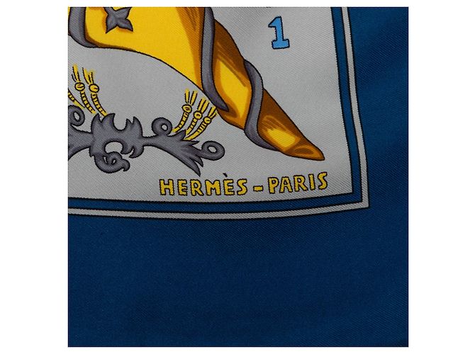 Hermès Blue Le Tarot Seidentuch 90 Blau - Ansicht 4