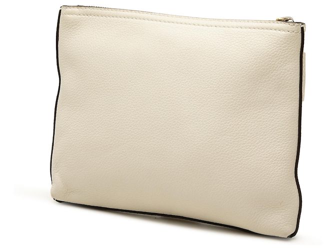 Clutch Gucci in pelle bianca con logo Gucci Bianco Bianco sporco - vista 2