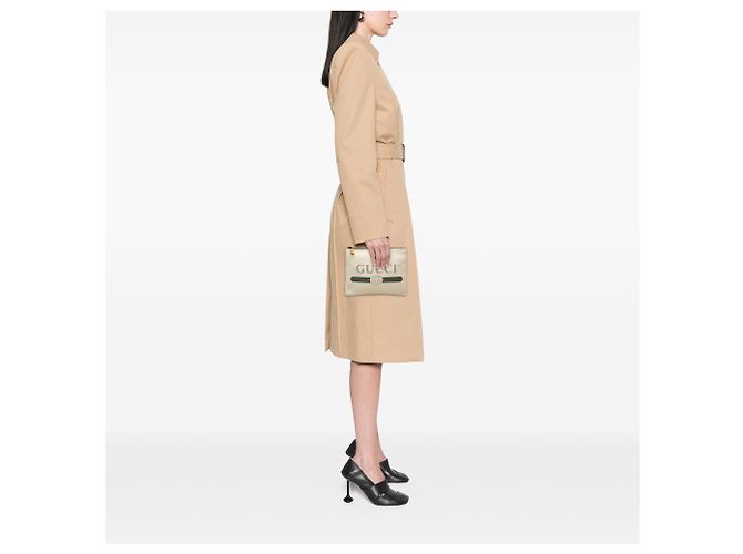 Clutch Gucci in pelle bianca con logo Gucci Bianco Bianco sporco - vista 6