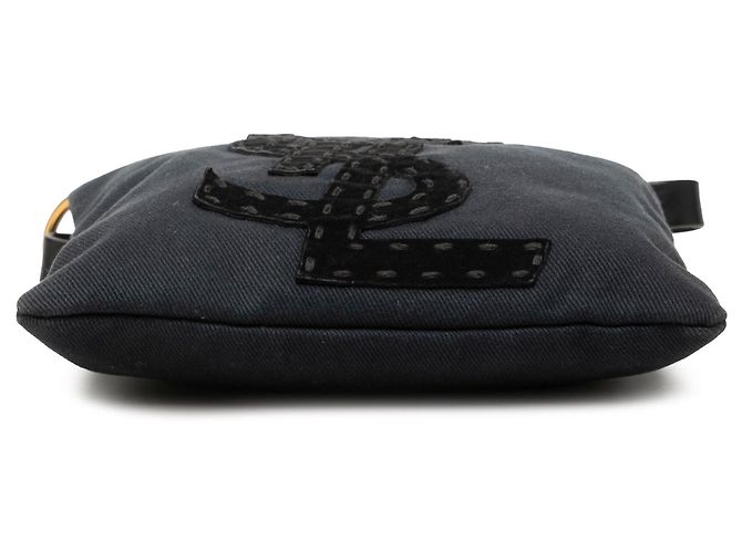 Autre Marque Saint Laurent Black Denim Monogram Kahala Crossbody Nero - vista 3