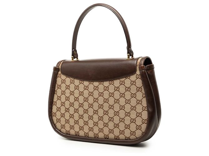 Gucci Handtasche aus beigem GG Canvas mit Tragegriff - Ansicht 2