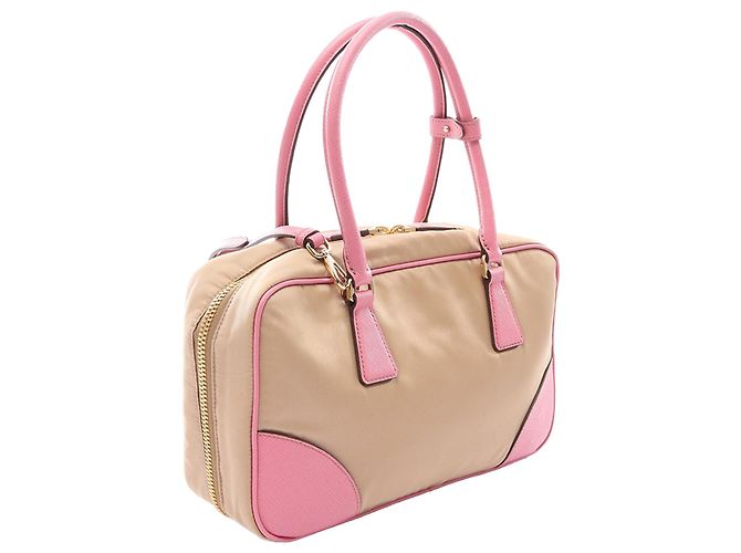 Bolsa Satchel Prada Re Edition 1978 em Re Nylon Bege com Acabamentos em Saffiano - vista 2