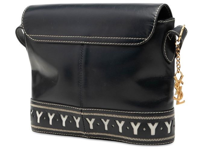 Autre Marque Saint Laurent Black Leather Y Cutout Flap Crossbody Nero - vista 2