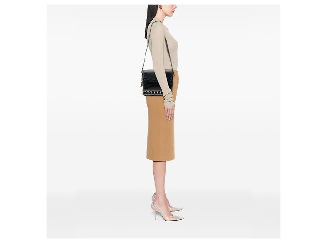 Autre Marque Saint Laurent Black Leather Y Cutout Flap Crossbody Nero - vista 8