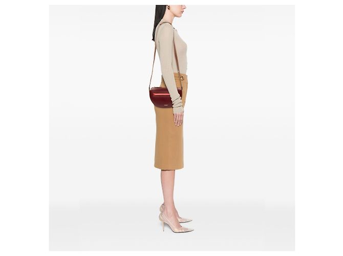 Burberry Red Mini Leather Olympia Crossbody Rosso Bordò - vista 6