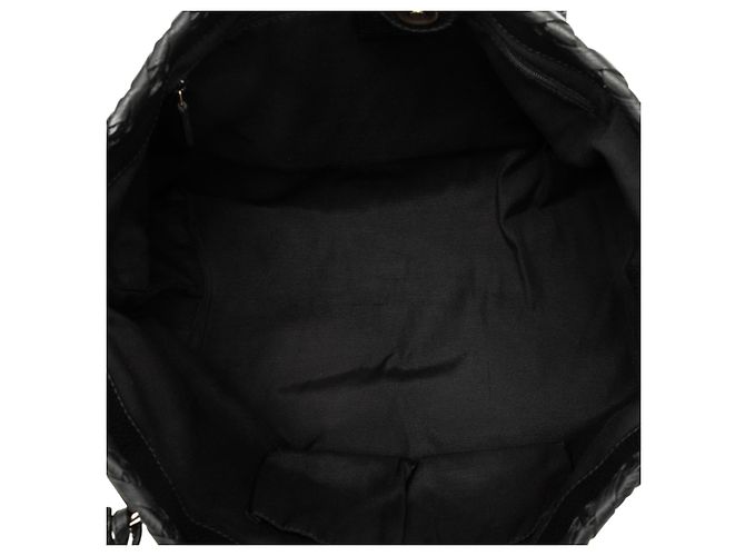 Bamboo Borsa Tote Gucci in denim GG nero con nappe in bambù - vista 4
