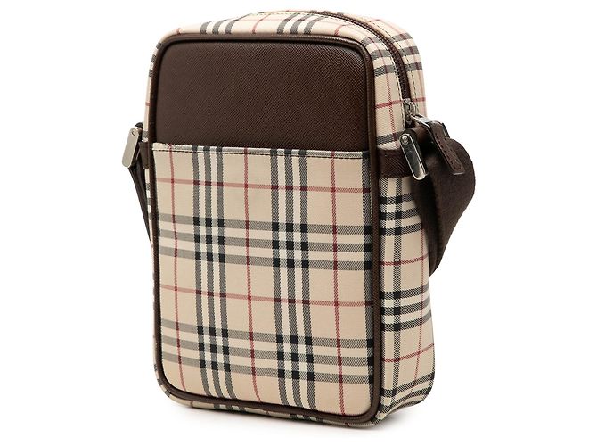 Borsa a tracolla Burberry Beige House Check Canvas - vista 2