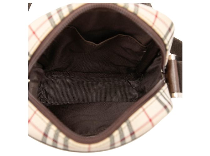 Borsa a tracolla Burberry Beige House Check Canvas - vista 4