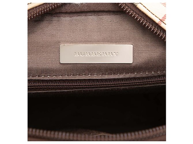 Borsa a tracolla Burberry Beige House Check Canvas - vista 5