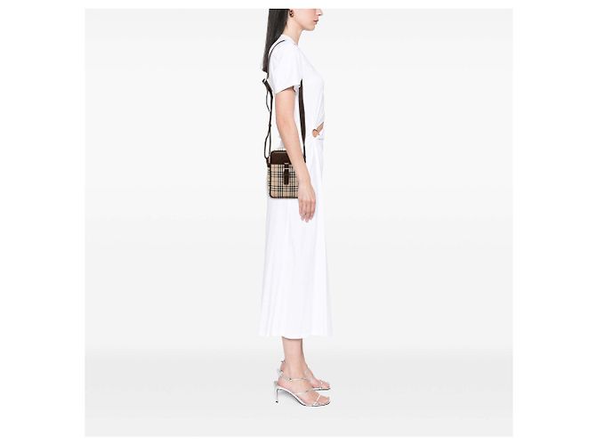 Borsa a tracolla Burberry Beige House Check Canvas - vista 6