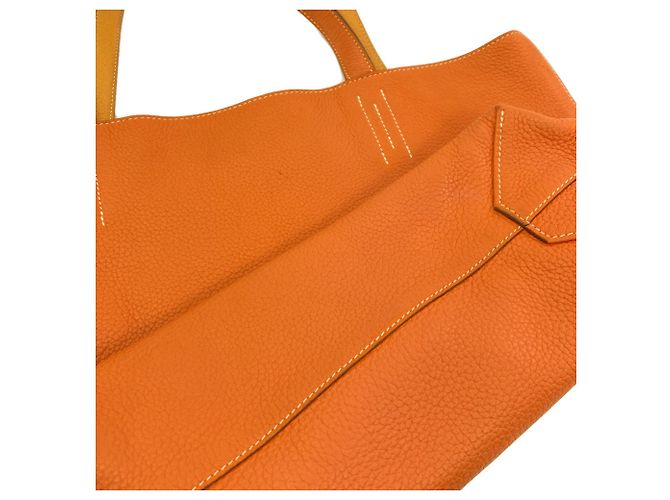 Hermès Saco Tote Hermes Double Sens 36 Laranja Amarelo - vista 10