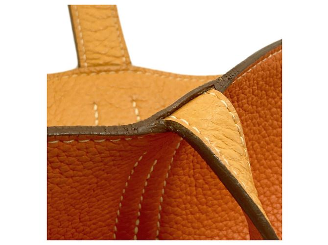 Hermès Saco Tote Hermes Double Sens 36 Laranja Amarelo - vista 11